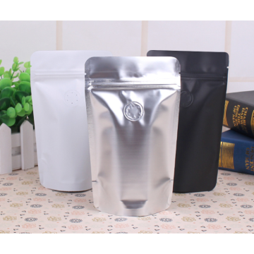 Bolsa de café negro de 100 g-150 g con cremallera y válvula